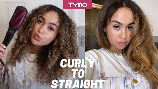 TESTING TYMO HAIR STRAIGHTENING BRUSH ON CURLY HAIR - HONEST REVIEW | Tala Othman