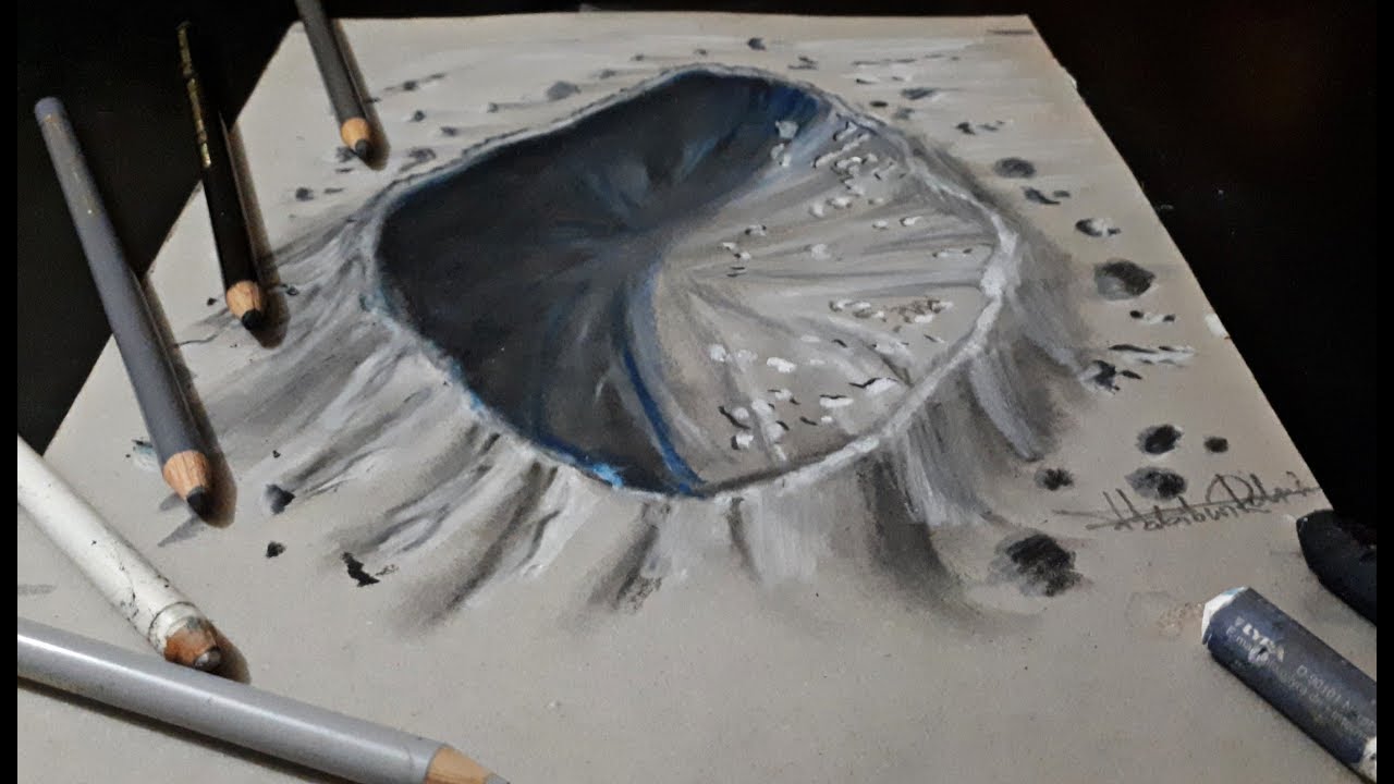 Cute Crater In Sketch Drawing for Beginner