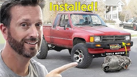 Installed!  Tesla Motor in a Toyota Hilux Truck - Electric Time Machine?