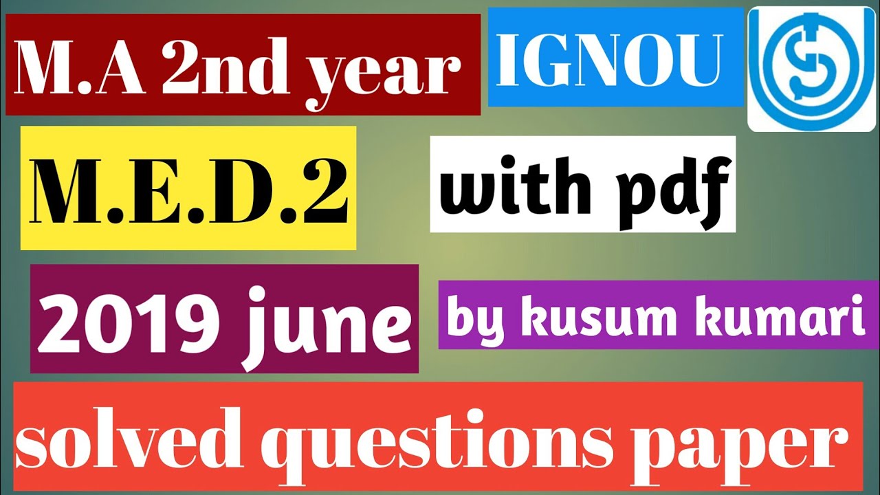 MED2|2019 JUNE SOLVED QUESTION PAPER |M.A 2ND YEAR POLITICAL.S | IGNOU