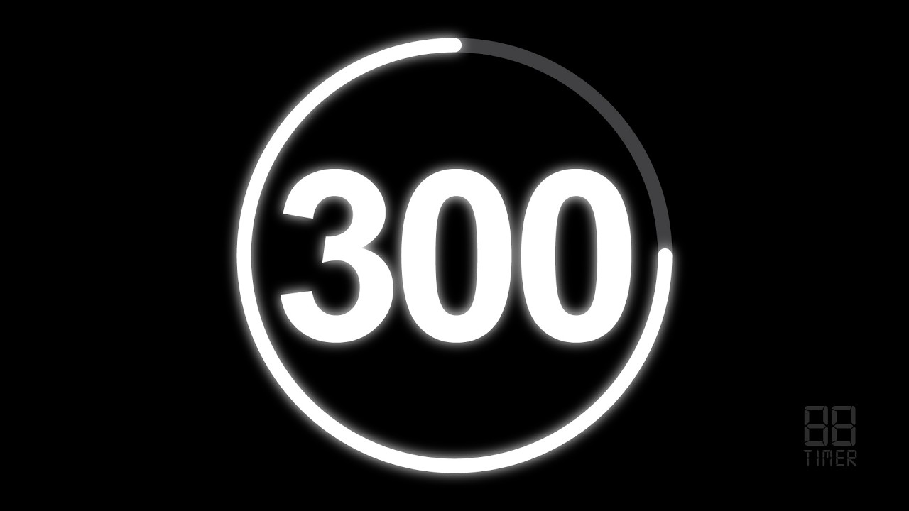 300 Second Countdown Timer with clock Ticking sound & Finish alarm beep ...