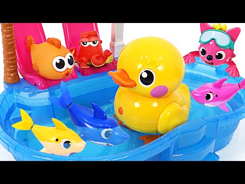 Let&amp;#39;s swim with the Shark Family &amp;<strong>amp</strong>; Pinkfong! Robo <strong>Alive</strong> Ducks play together | PinkyPopTOY