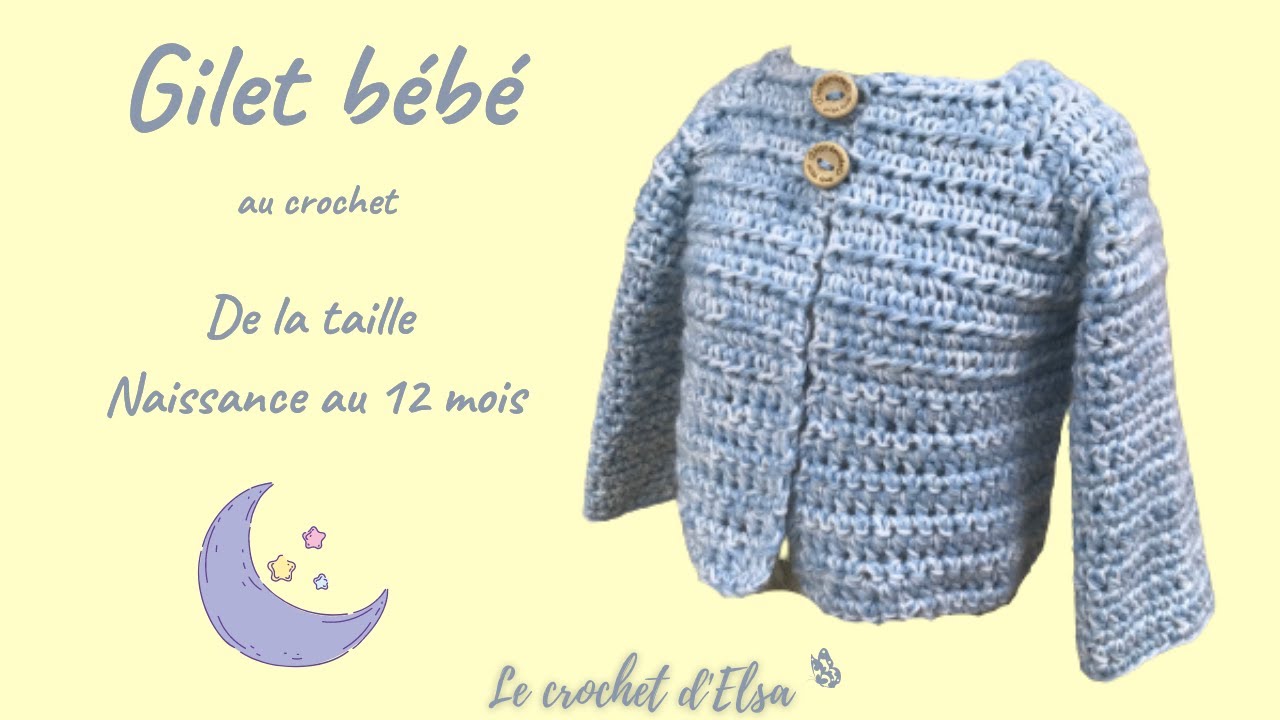 Tuto Crochet Top down - le gilet bébé - YouTube