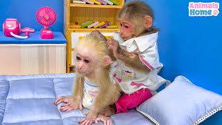 Smart BiBi helps and takes care of baby monkey Obi Resimi