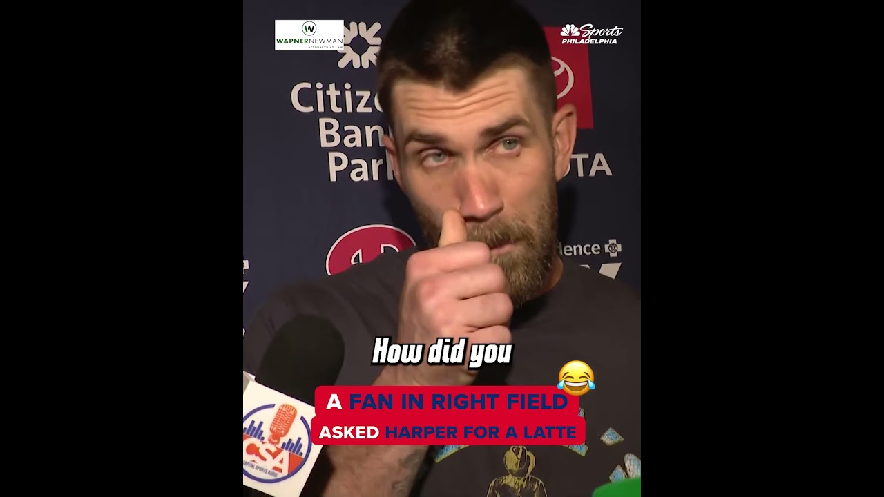 Someone asked Bryce for a latte in his first game back in the outfield 😂