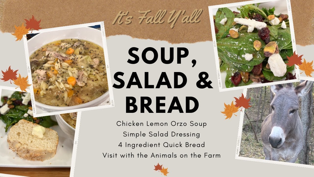 Chicken Lemon Orzo Soup, 4 Ingredient Quick Bread & Homemade Salad Dressing