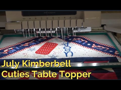 July Kimberbell Cutie Table Topper - Trim Perfect HSTs & Multi-Needle Embroidery with Embrilliance