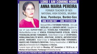 Funeral Mass | Anna Maria Pereira | Pomburpa | Live | 291225