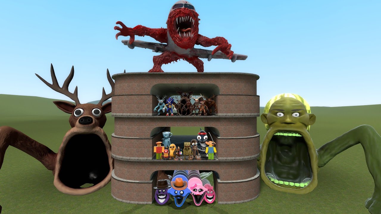 Omniworm Family vs Italian Brainrot Types and Another Monster Type Familys in Garry's mod