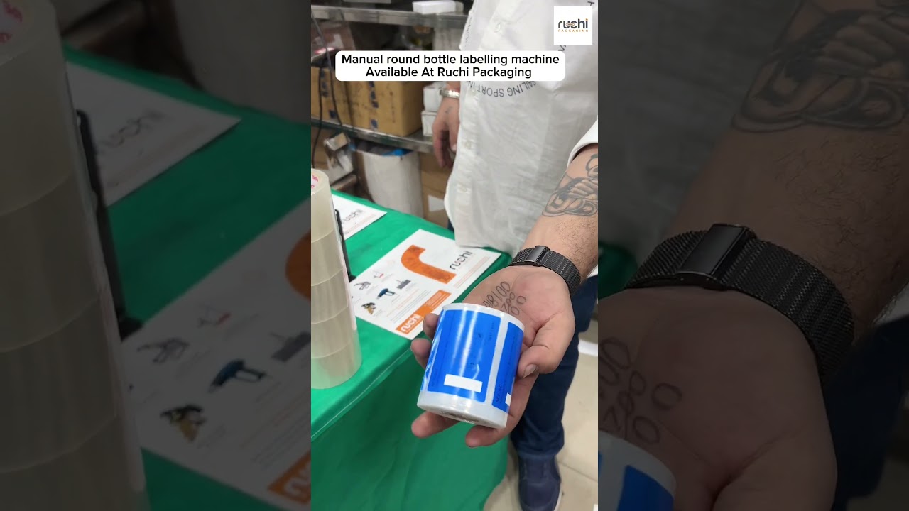 Manual round bottle labelling machineAvailable At RuchiPackaging🤩 