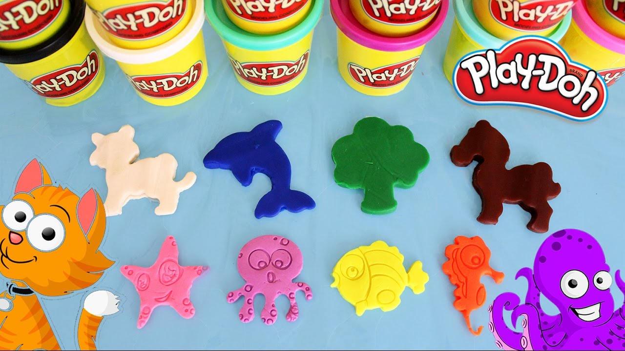 Learn Animal, Ocean Life, & Color with Play Doh! Kids Toys Playdoh ...