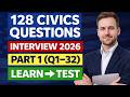 🦅 128 Civics Questions for U.S. Citizenship Interview 2026 – Both learn and test (Q1-32)