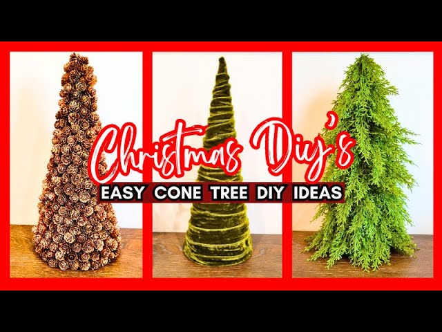 DIY Christmas Tree out of burlap, ribbon, and styrofoam cone. #christmas  #christmastree #decora…