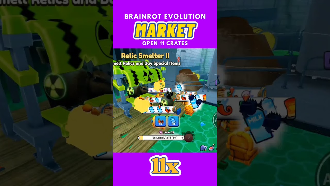 OPEN 11 MARKET CRATE ! Brainrot Evolution 