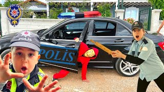 Araba Hırsızı Maskeli Kötü Adam Yeni Polis Arabamızı Kaçırdı ve Kapısına Sıkıştı | Police | Polis