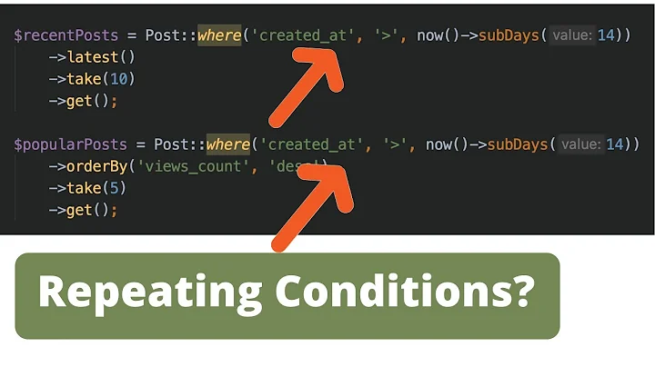 Same Eloquent Where Condition? Refactor into Local Scopes