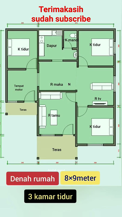 denah rumah 8×9 meter