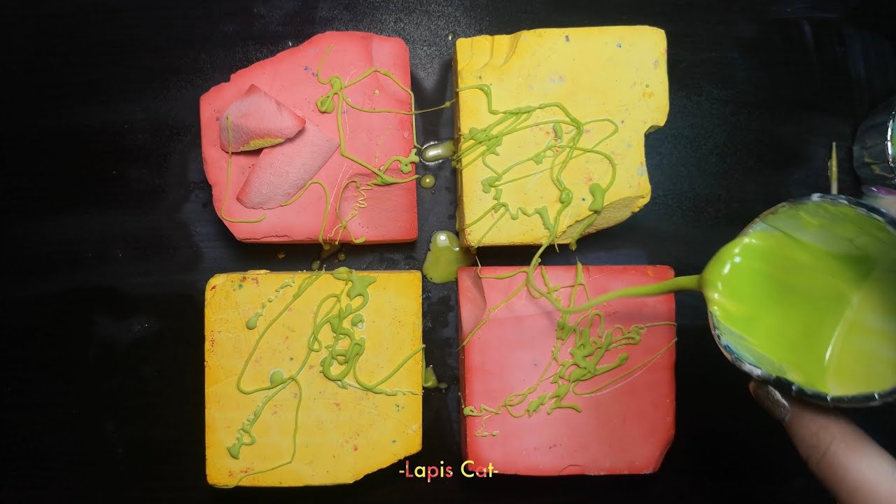 4 Blocks of crunchy Dyed Gym Chalk Crush🍅🥚#asmr - YouTube