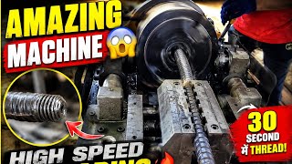 😱 Amazing Rebar Threading Machine | High Speed Steel Bar Thread Cutting Process 🔥 #viral #cartoon 