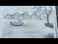 How to Draw Sunset Scenery with pencil#viral #art #drawing #video #scenery
