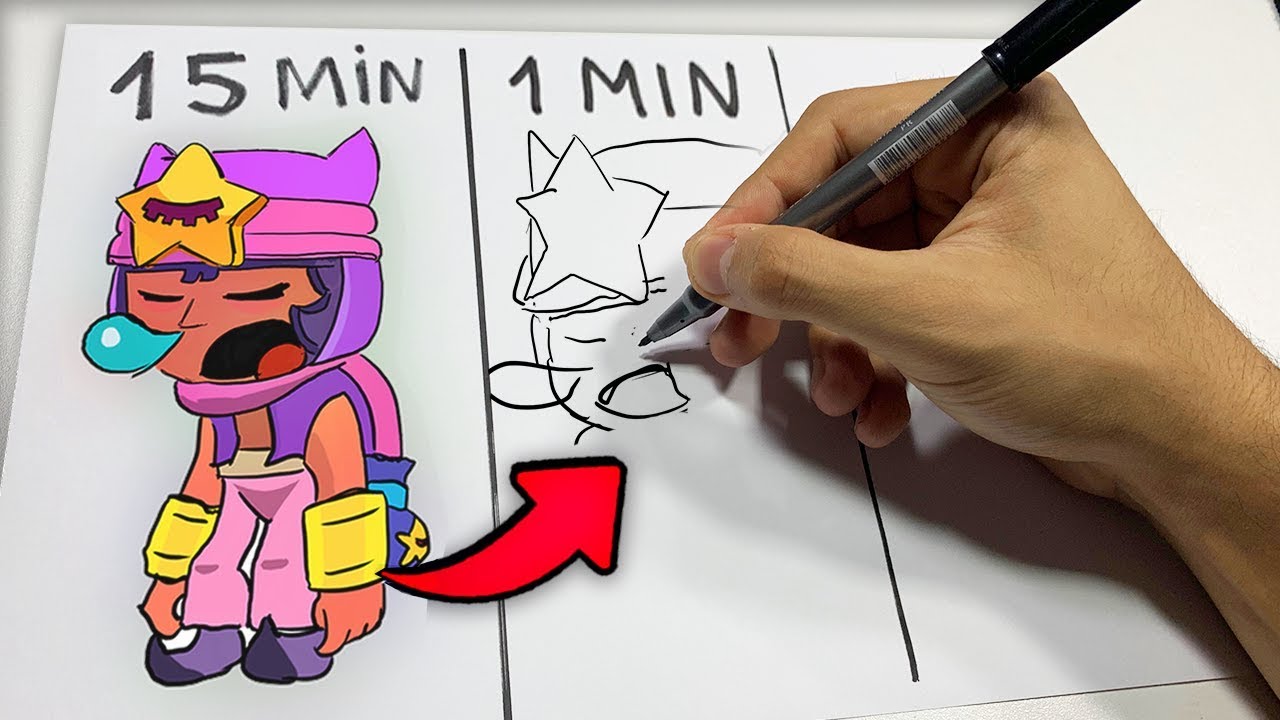 Desenhando Novo Brawler Sandy Em 15 Min 5 Min 1 Min Brawl Stars Youtube - desenhos para imprimir de brawl star sandy