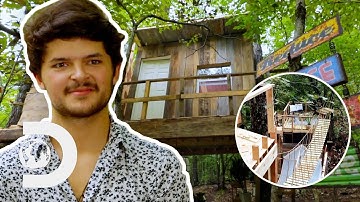 20-Year-Old Builds ABSOLUTELY INSANE Treehouse In The Middle Of Nowhere! | Building Off The Grid