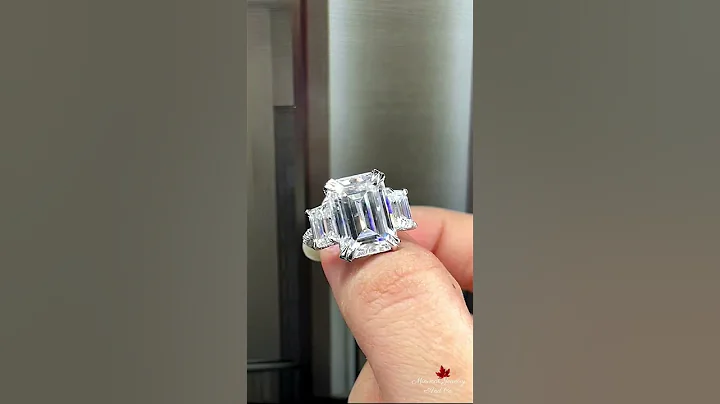 Celebrity style three stone emerald cut moissanite engagement ring  Finally Revealed