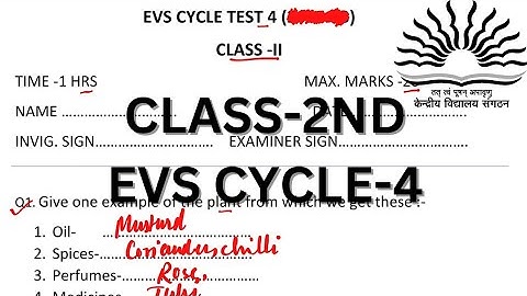 CLASS-2ND/ EVS/ CYCLE TEST-4/SAMPLE PAPER/QUESTION PAPER /SOLUTION