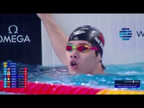 China’s Pan Zhanle backs up his world record with men's 100m freestyle world title. | AQUA Doha 2024