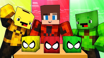 JJ Red Spider Man vs Mikey Green vs Bananakid Yellow Battle RUSH - Maizen Minecraft Animation