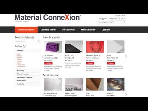 Material Connexion Database: Accessing the My Materials Feature