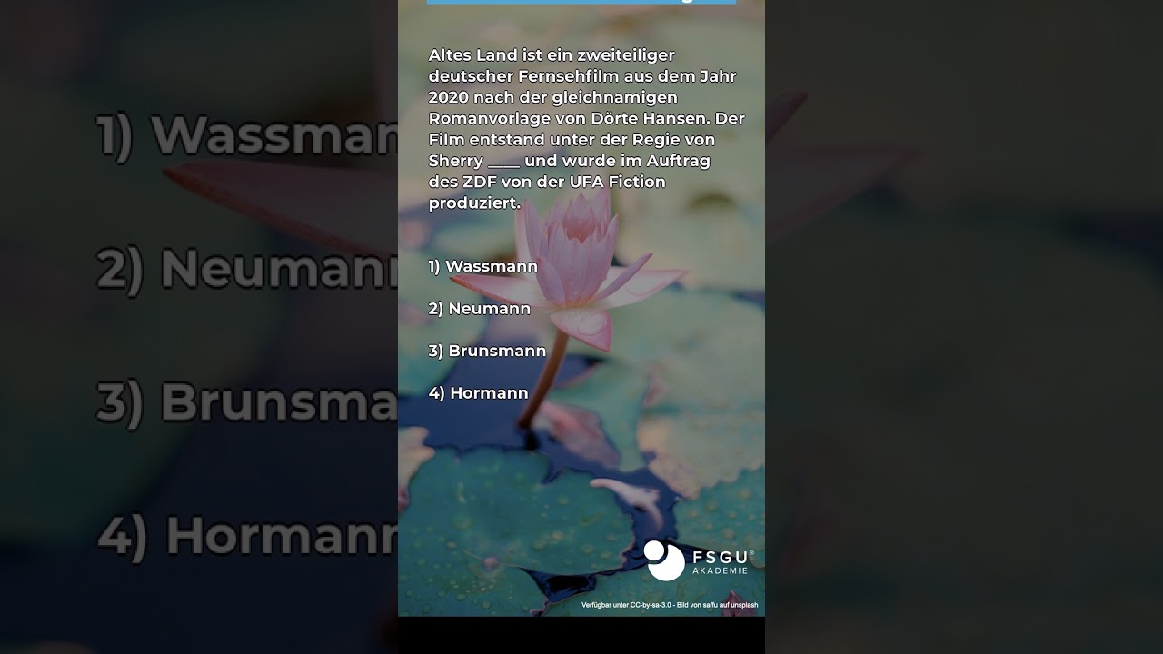 Quiz: Altes Land ist ein zweiteiliger deutscher Fernsehfilm