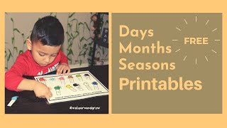 FREE Printable - Days of the Week Activity I Months of the Year I Seasons of the Year