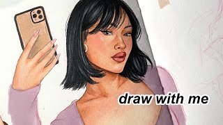 lilac black haired girl speed drawing 💕