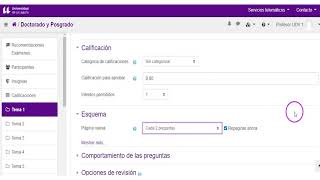 Configuración del cuestionario Moodle para un examen