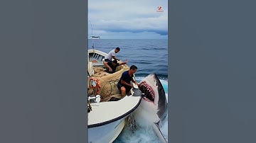Fishermen Shocked as Giant Great White Shark Attacks Their Boat!