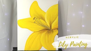 Yellow Lily | flower painting in acrylic