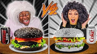 BLACK FOOD VS WHITE FOOD CHALLENGE