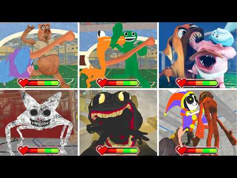 Poppy Playtime Chapter 1, 2, 3, 4, 5, 6 vs Dark Pals The 1st Floor All CHASES Bosses With HEALTHBARS
