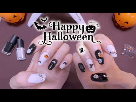 ASMR 囁き&作業音 ハロウィンセルフネイル【BGM, 日本語字幕付】