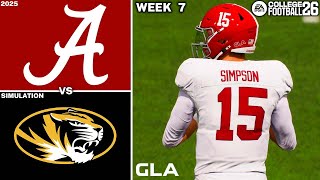 Alabama vs. Missouri | Week 7 Simulation | CFB 26 PS5 Gameplay