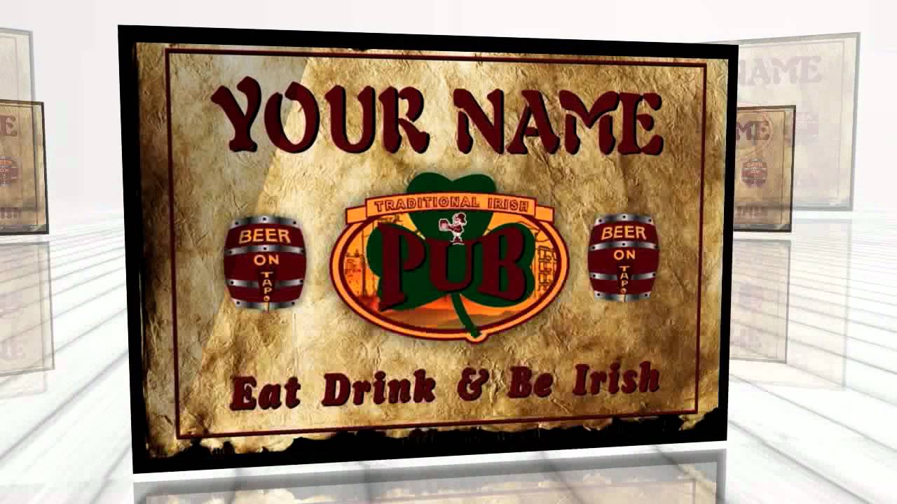 Personalized Custom Irish Pub Beer Stretched Canvas Print Decor Sign
