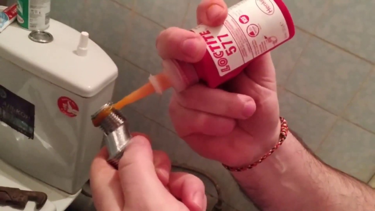 Герметизация резьбы при помощи Loctite 577.