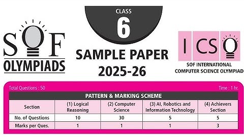 ICSO Computer Science Olympiad Class 6 Sample Paper 2025-26