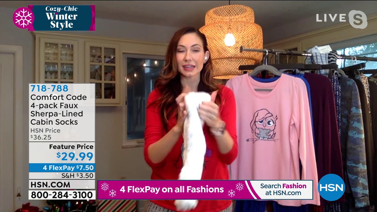 Comfort Code 4pack of Faux SherpaLined Cabin Socks