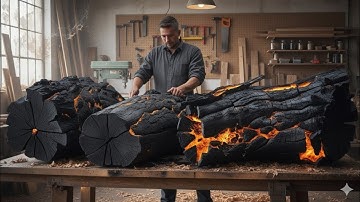 Watch This Carpenter // Turn Charred Wood Into A Unique Coffee Table!