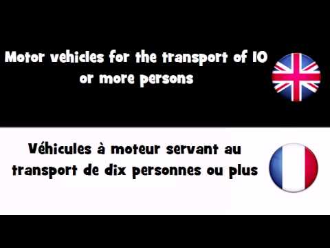 APPRENDRE L'ANGLAIS = Véhicules à moteur servant au transport de dix  personnes ou plus 