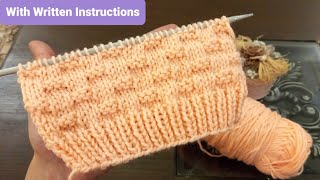 Easy Knit Stitch Patterns for Beginners | Woven Stitch knitting design | With Written Instructions