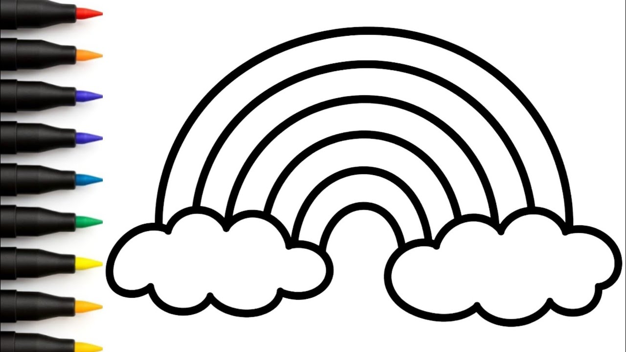 How to Draw a Rainbow for Kids 🌈 | Easy Rainbow Drawing Tutorial | Cute ...