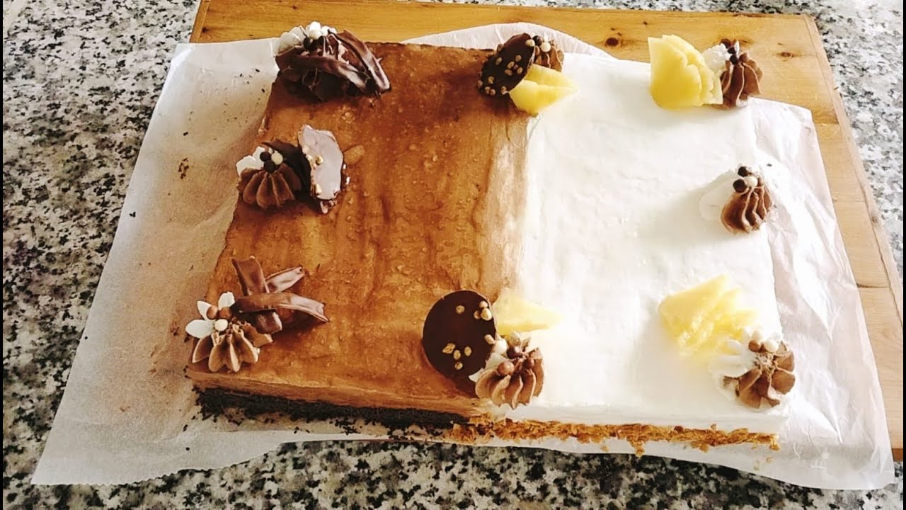 Amazing Half Chocolate Half Vanilla Cream Cake Recipe Super Moist